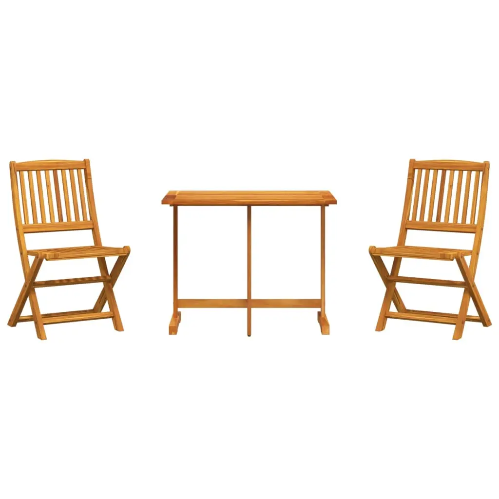 Ensemble de 3 pcs table de jardin et chaises pliable – mobilier de jardin bois d’acacia massif-JU2620