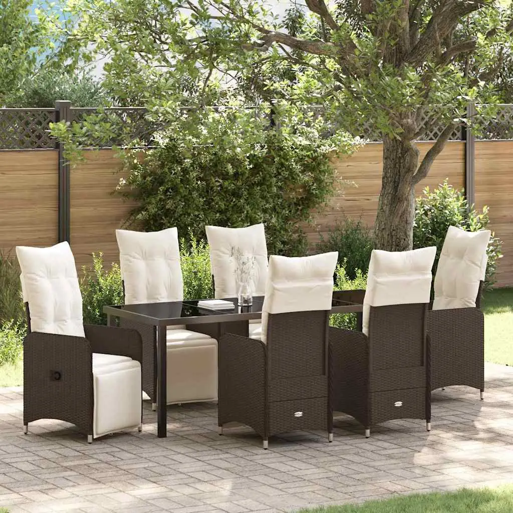 Ensemble de salle à manger pour jardin 7 pcs Marron polyrotin vidaXL 3379672