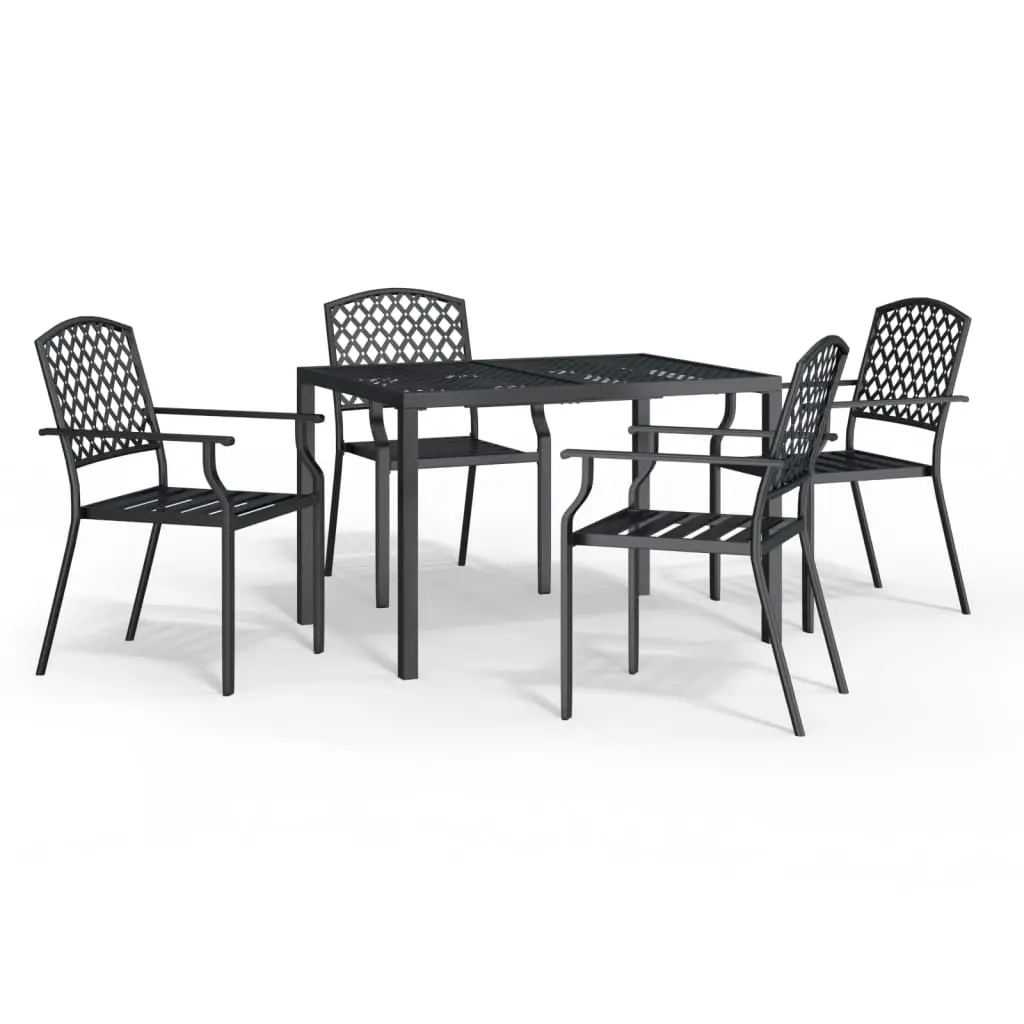 Ensemble de 5 pcs table de jardin avec chaises – mobilier de jardin anthracite acier-JU3070
