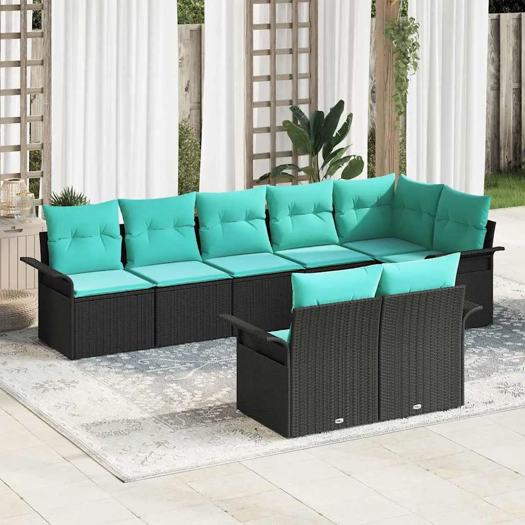Ensemble de canapé de jardin avec stockage 8 pcs Noir polyrotin vidaXL 3354085