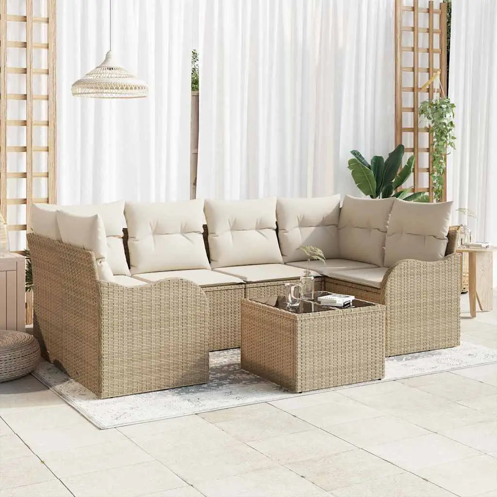 Ensemble de canapé de jardin Beige 55 x 55 x 37 cm polyrotin vidaXL 3345601