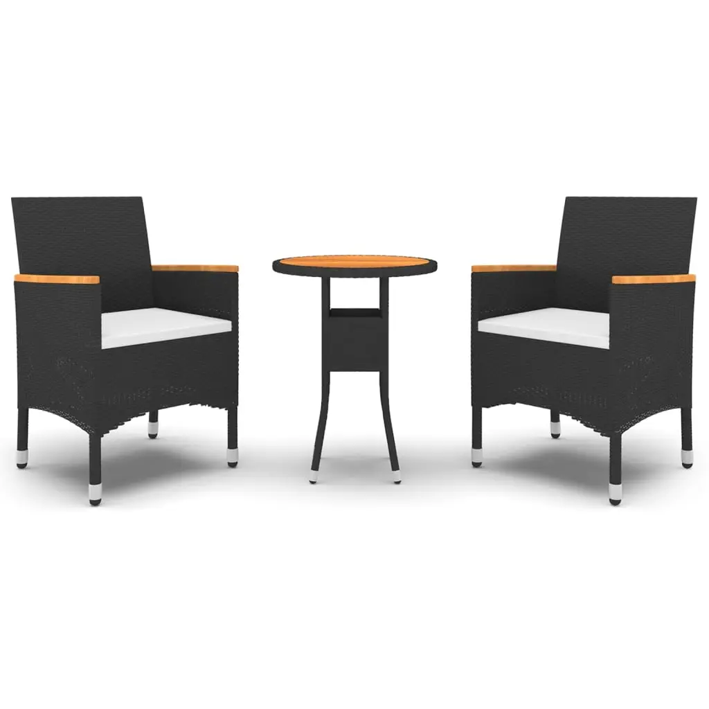 Ensemble de 3 pcs table de jardin avec chaises – mobilier de jardin Résine tressée Noir-JU2509