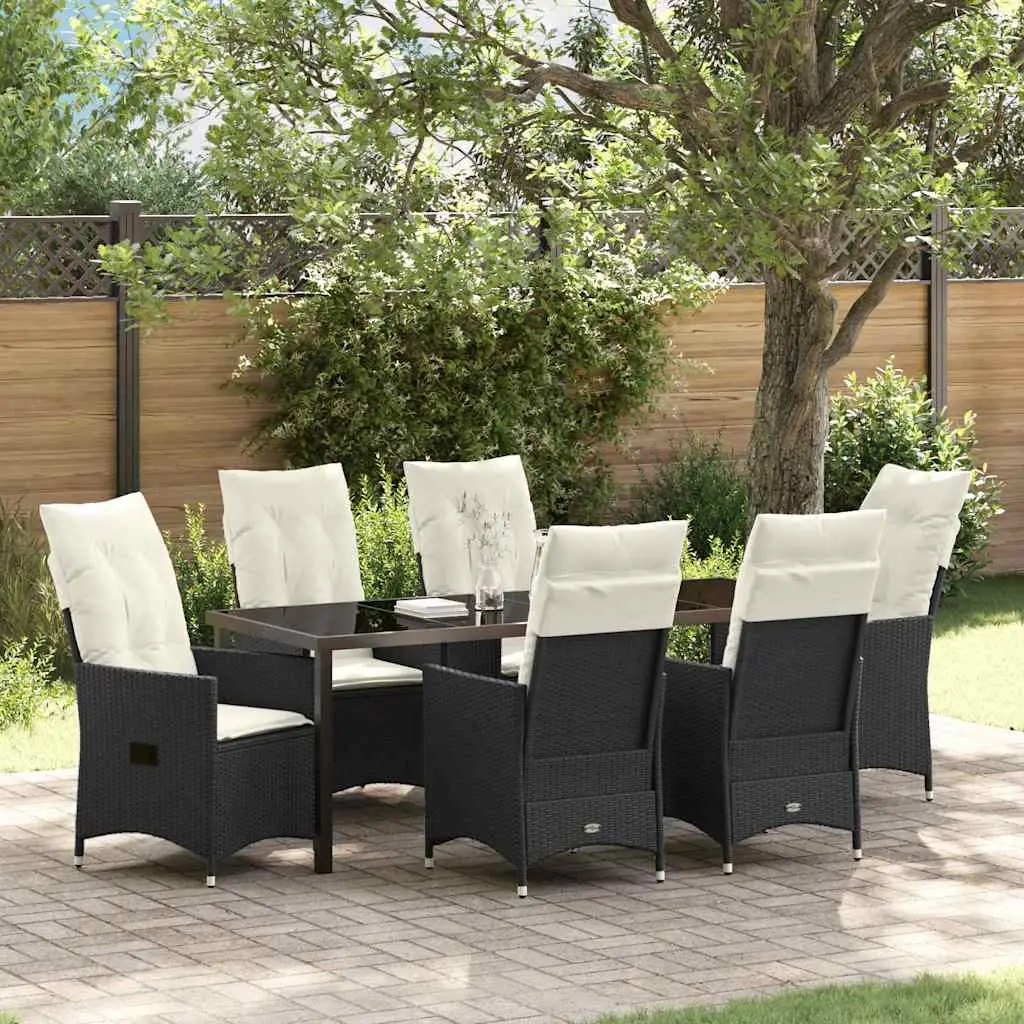 Ensemble de salle à manger pour jardin 7 pcs Noir polyrotin vidaXL 3379539