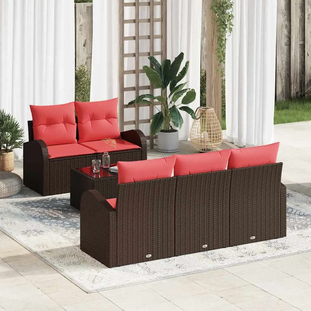 Ensemble de Canapés avec coussin 6 pcs Marron Polyester vidaXL 3345924