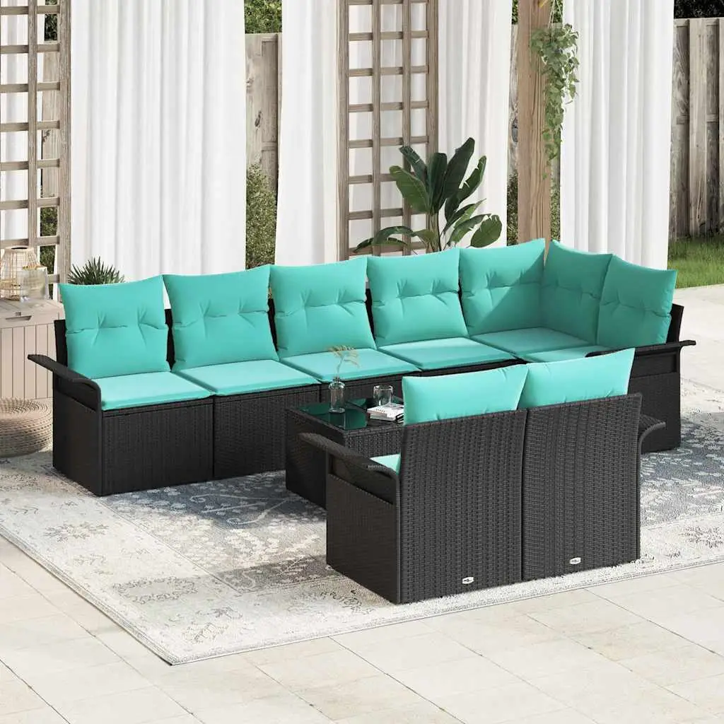 Ensemble de canapé de jardin avec stockage 9 pcs Noir polyrotin vidaXL 3354095