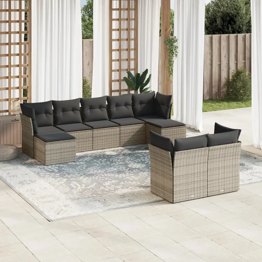 Ensemble canapés de jardin 9 pcs Résine Tressée Modulable Extérieur Gris – ComfortXL Outdoor Living