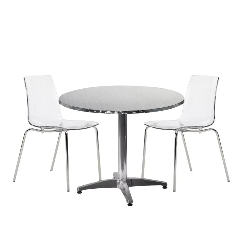 Ensemble d’extérieur 4 chaises design table ronde bar Gin Tonic|Transparent