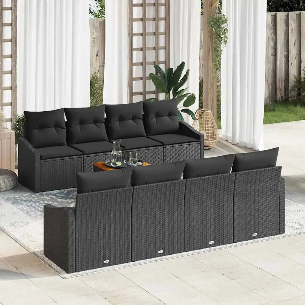 Ensemble de canapé de jardin avec stockage 9 pcs Noir polyrotin vidaXL 3356476