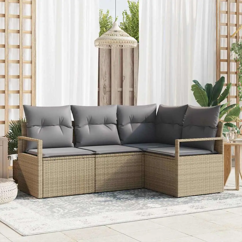 Ensemble de Canapés 4 pcs Beige et Gris clair polyrotin vidaXL 3355029