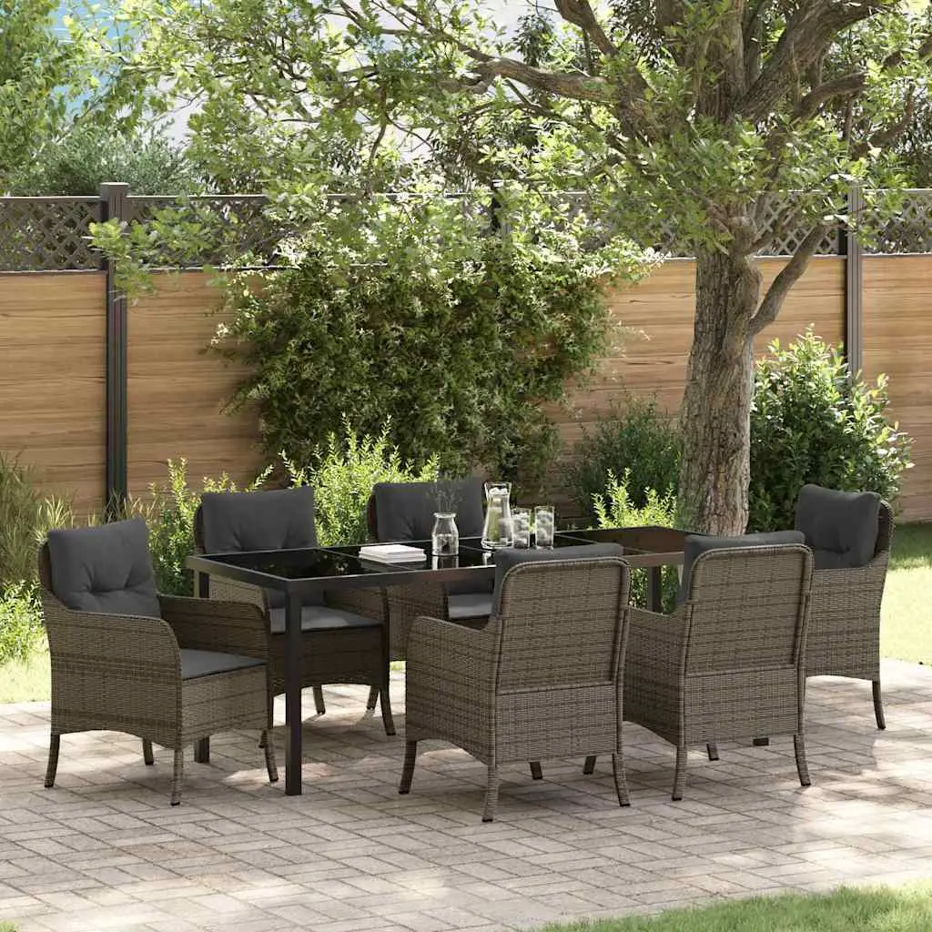 Ensemble de salle à manger pour jardin 7 pcs Gris polyrotin vidaXL 3380167
