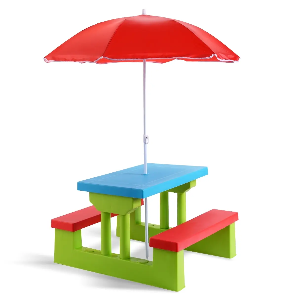 Ensemble de Jardin pour Enfant Ensemble Table et Banc Enfant en PP avec Parasol