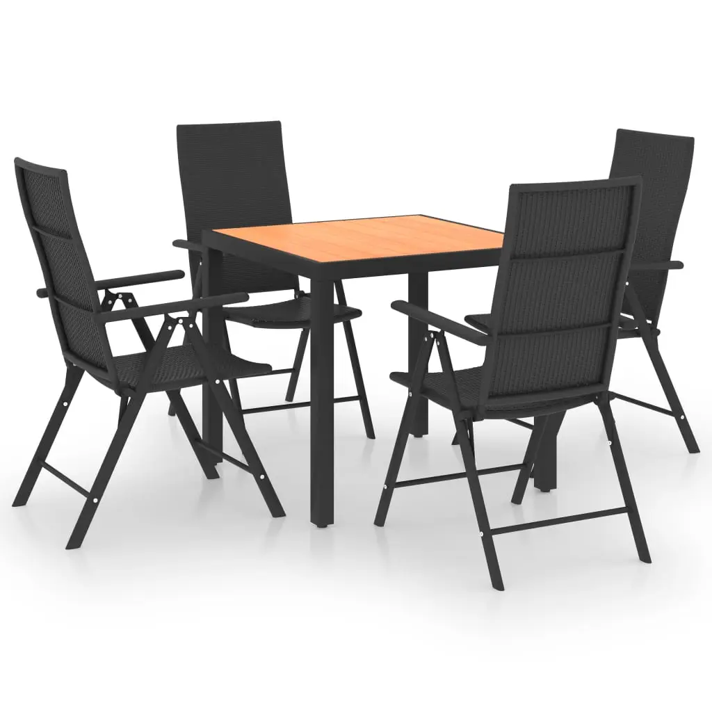 Ensemble de 5 pcs table de jardin avec chaises – mobilier de jardin noir et marron-JU2935