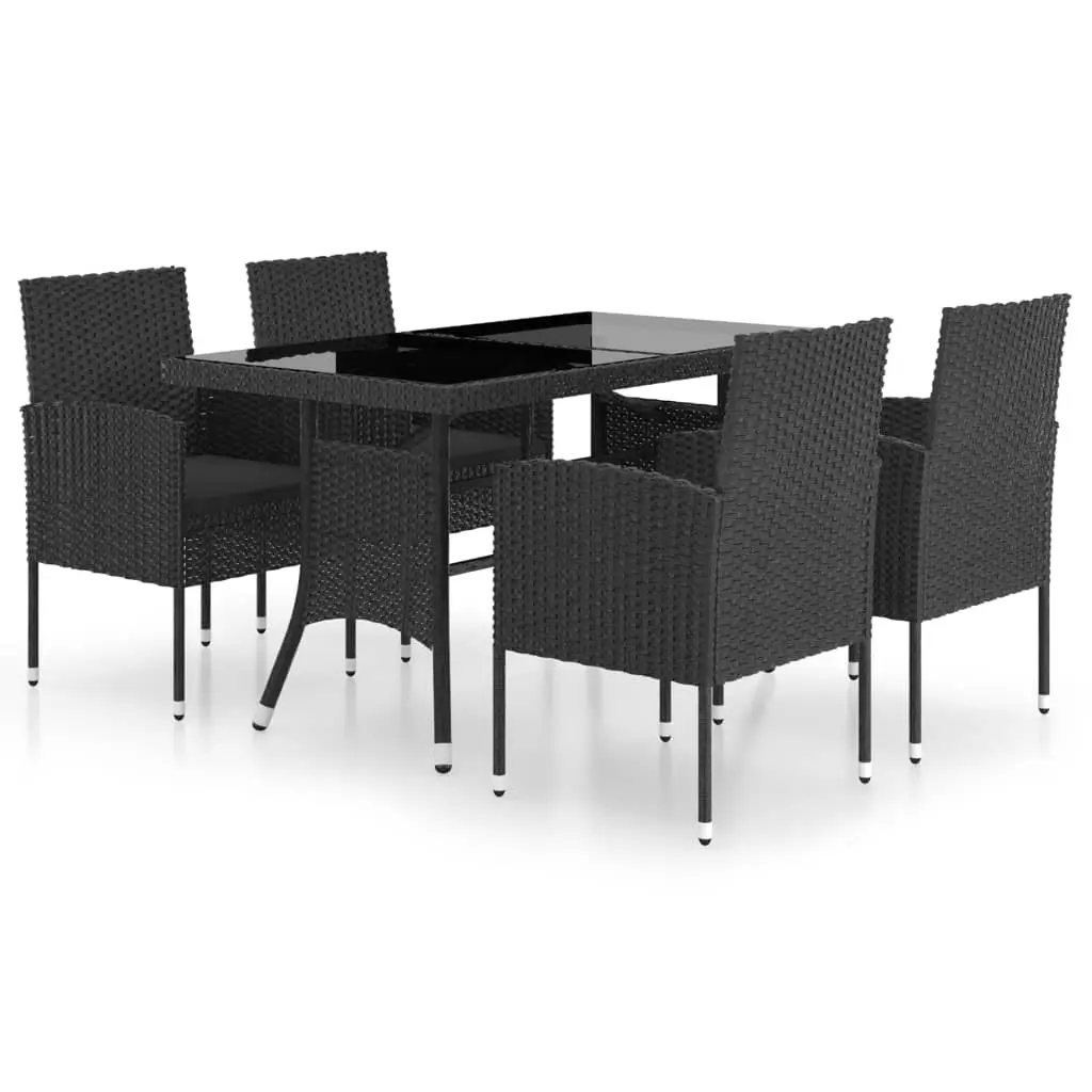 Ensemble de 5 pcs table de jardin avec chaises – mobilier de jardin Résine tressée Noir-JU2366