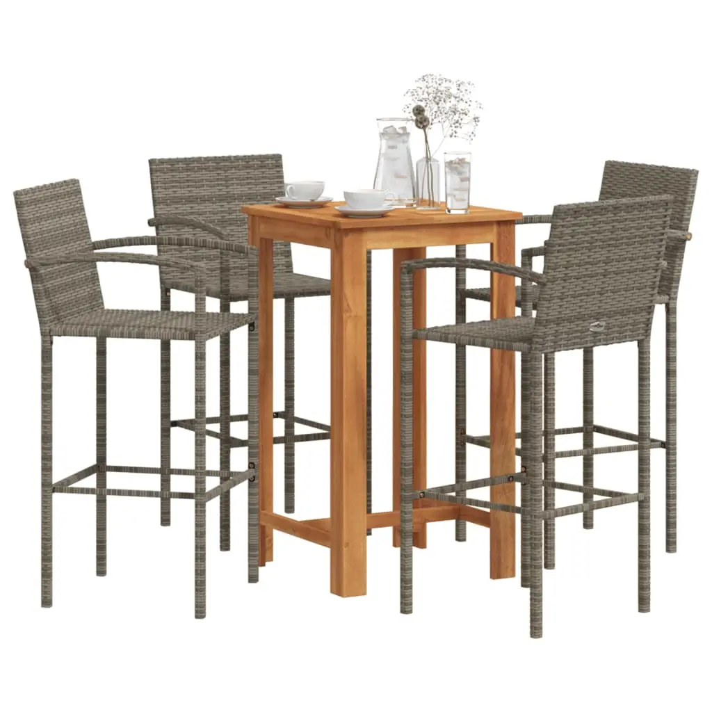 Ensemble de bar de jardin 5 pcs gris bois massif acacia rotin vidaXL 3295277