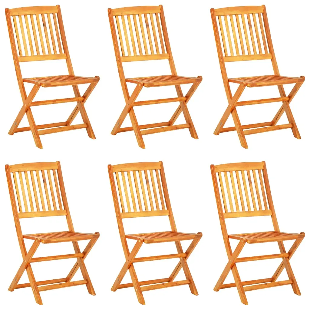 Ensemble de 7 pcs table de jardin et chaises pliable – mobilier de jardin bois d’acacia solide-JU2637