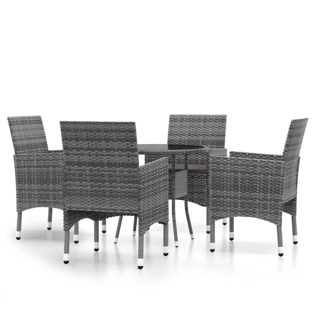 Ensemble de 5 pcs table de jardin avec chaises – mobilier de jardin Résine tressée Gris-JU2451