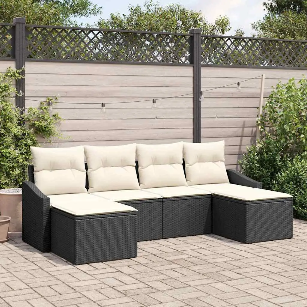 Ensemble de salle à manger pour jardin 6 pcs Noir et Crème vidaXL 3355496 Noir et blanc