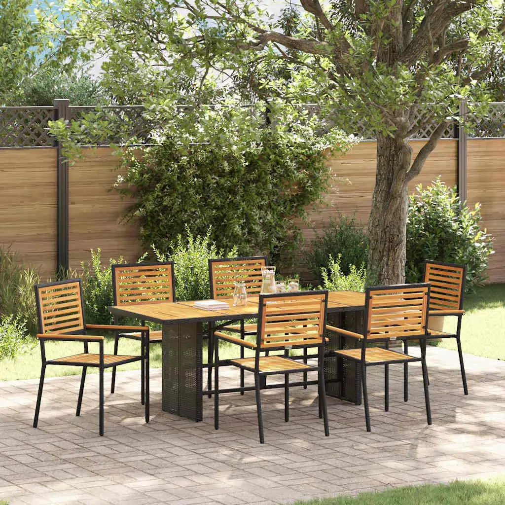 Ensemble de salle à manger pour jardin 7 pcs Noir et Marron vidaXL 3365450