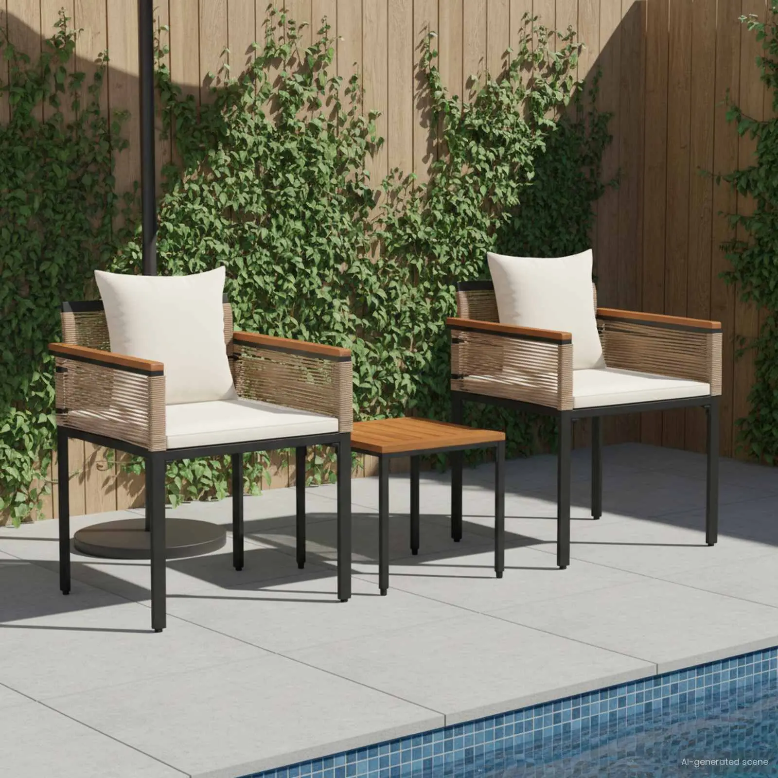 Ensemble de meubles d’extérieur Beige et blanc crème polyrotin vidaXL 42025234