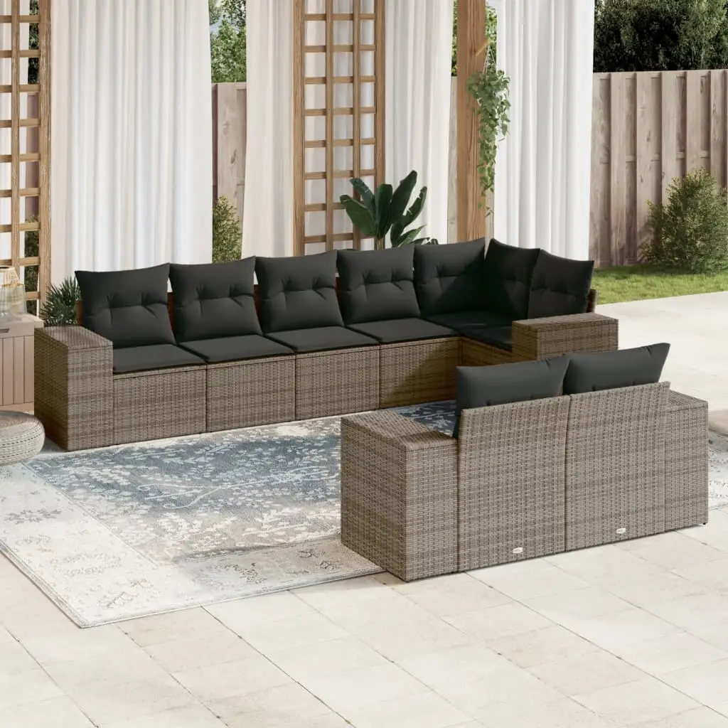 Ensemble Canapés 8 places Résine Tressée Modulable pour Grand Jardin Gris – ComfortXL Outdoor Living