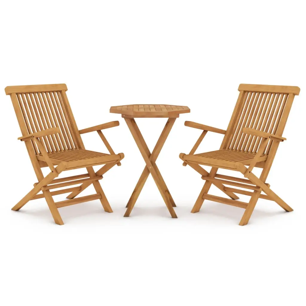 Ensemble de Repas 3p Table Carrée et Fauteuils Pliables en Bois de Teck Massif – ComfortXL Outdoor Living