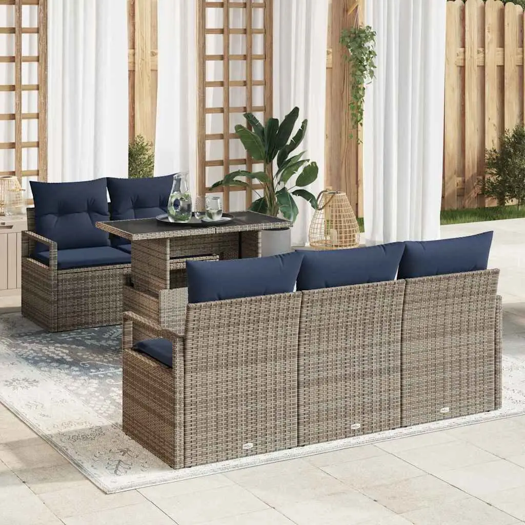 Ensemble de canapé de jardin avec stockage 6 pcs Gris polyrotin vidaXL 3348741