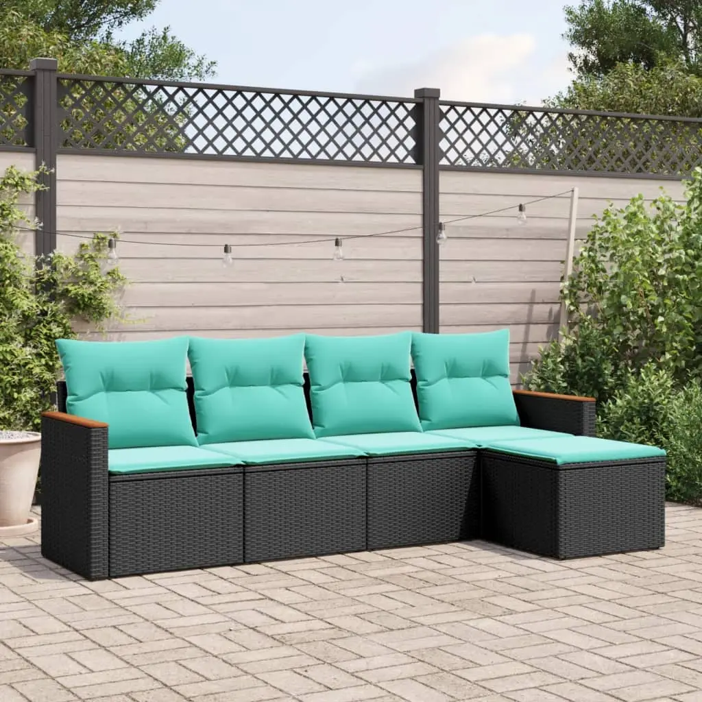 Ensemble canapé modulable 5 pcs résine tressée avec repose-pied extérieur Noir – ComfortXL Outdoor Living