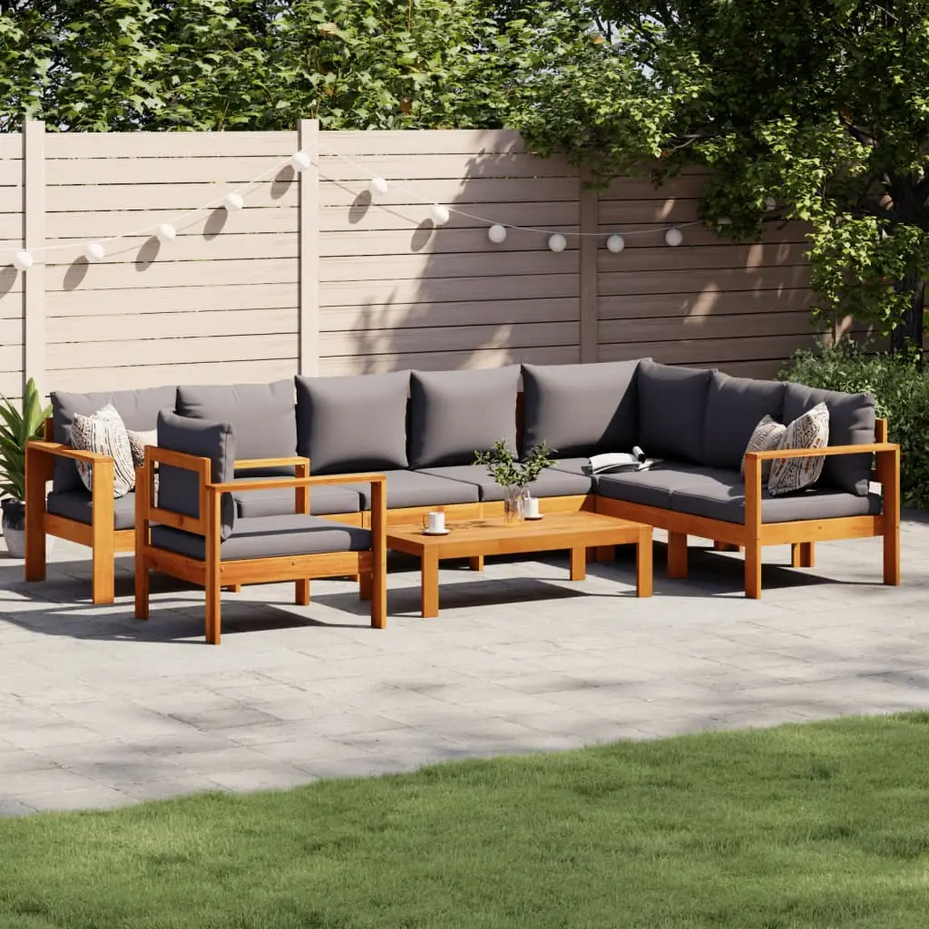 Ensemble Canapés de Jardin en Bois d’Acacia Modulable pour Grande Terrasse 6 Pièces Gris – ComfortXL Outdoor Living