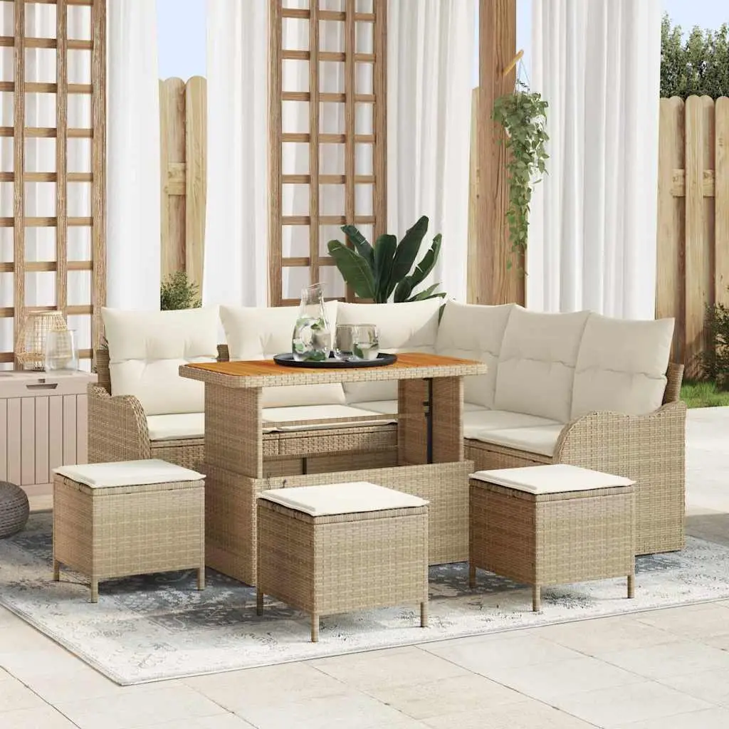 Ensemble canapés de jardin 9 pièces polyrotin pour 8 personnes Beige – ComfortXL Outdoor Living