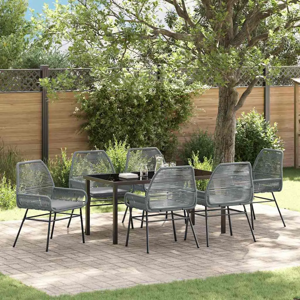Ensemble de salle à manger pour jardin 7 pcs Gris polyrotin vidaXL 3380887