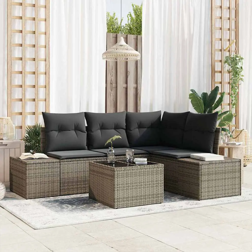 Ensemble de canapé de jardin avec stockage Gris clair polyrotin vidaXL 3355718