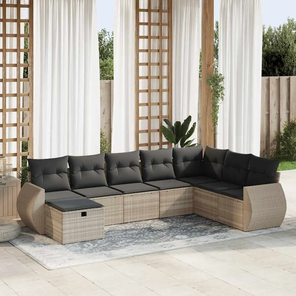 Ensemble de jardin 8 pcs en résine tressée avec coffres de rangement Gris Clair – ComfortXL Outdoor Living
