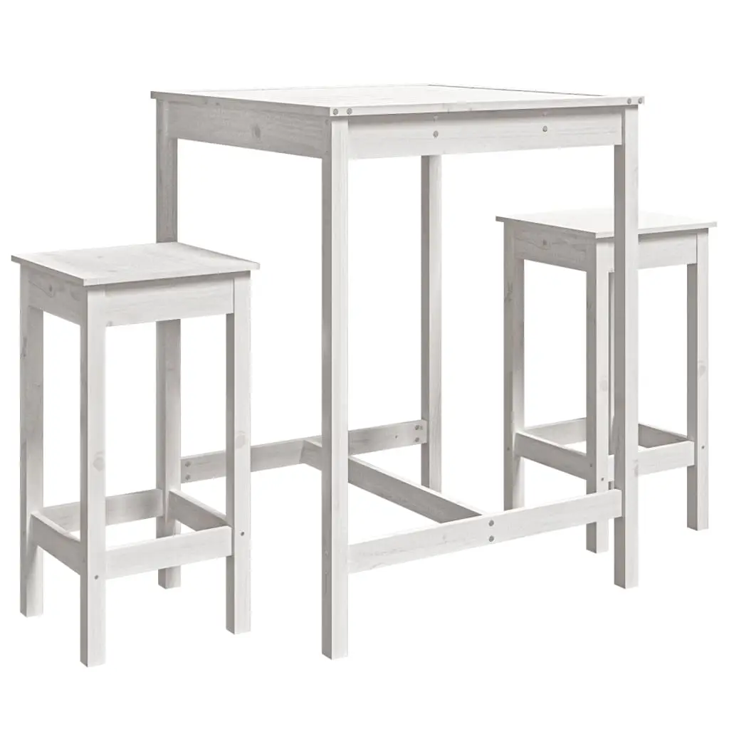 Ensemble de 3 pcs bar de jardin – Mobilier d’extérieur – Mobilier de jardin blanc bois de pin massif-JU2176