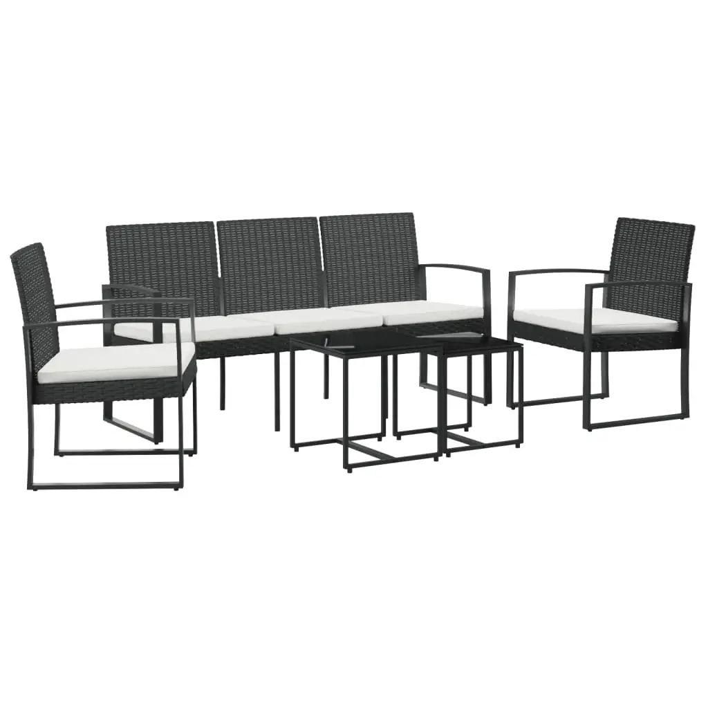 Ensemble de 5 pcs table de jardin et chaises avec coussins – mobilier de jardin noir rotin PP-JU2908