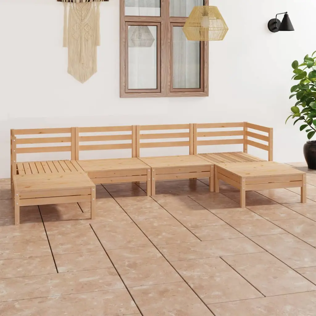 Ensemble Canapé Modulable 6 Pièces Bois de Pin Massif Agencement Libre Salon Extérieur Durable Brun – ComfortXL Outdoor Living