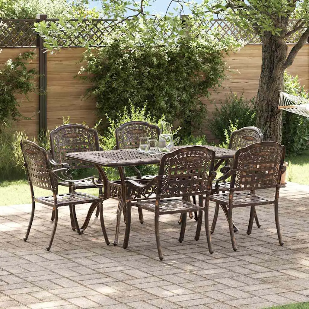 Ensemble de salle à manger pour jardin 7 pcs Bronze Aluminium vidaXL 3334648