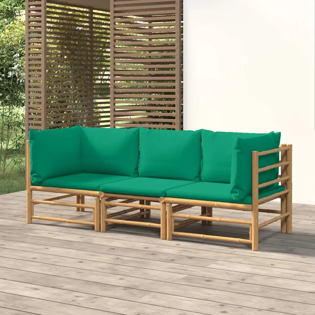 Ensemble Canapé Jardin Bambou 3 pcs Coussins Vert Sectionnel – ComfortXL Outdoor Living