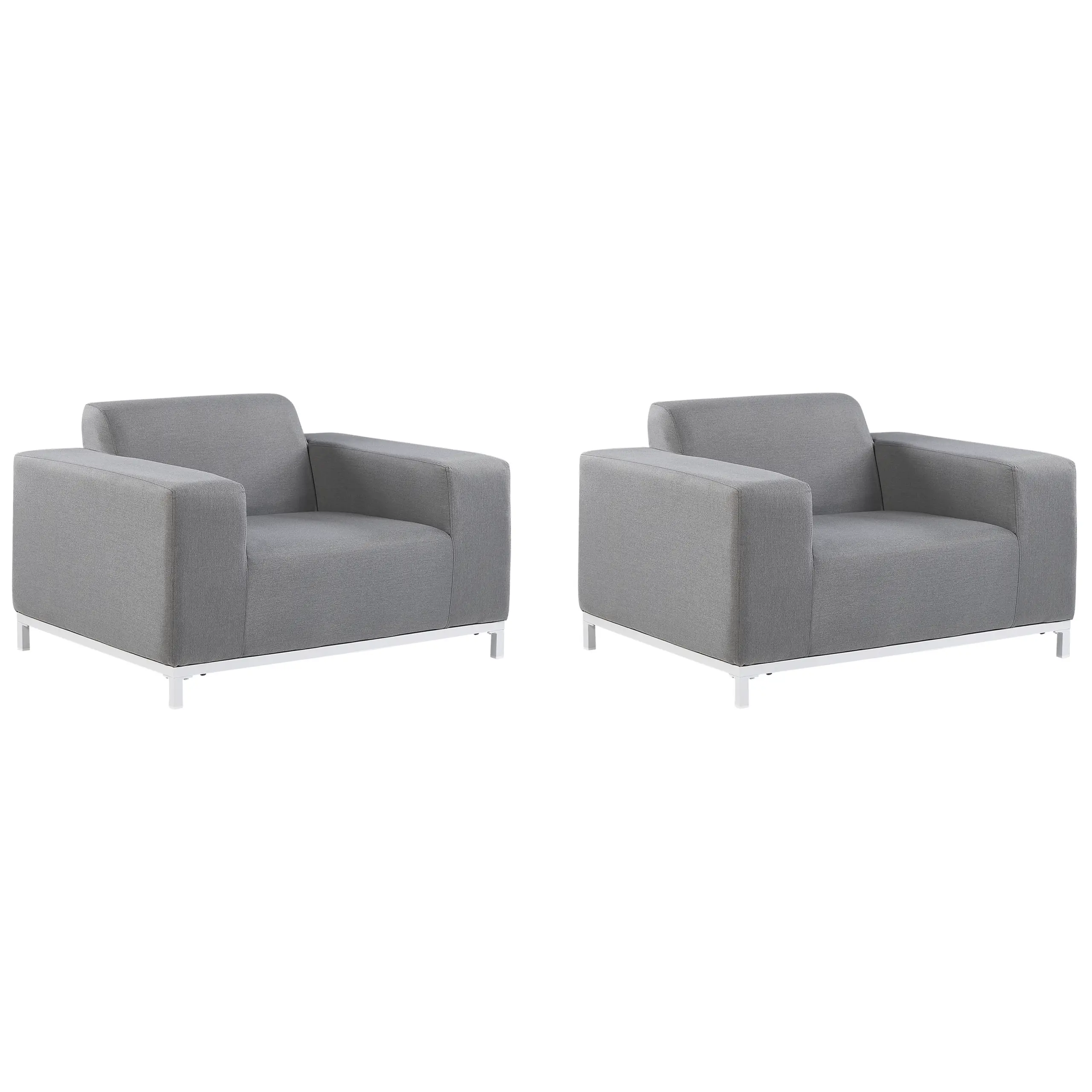 Ensemble de 2 fauteuils de jardin – Chaises de jardin ROVIGO Tissu Gris