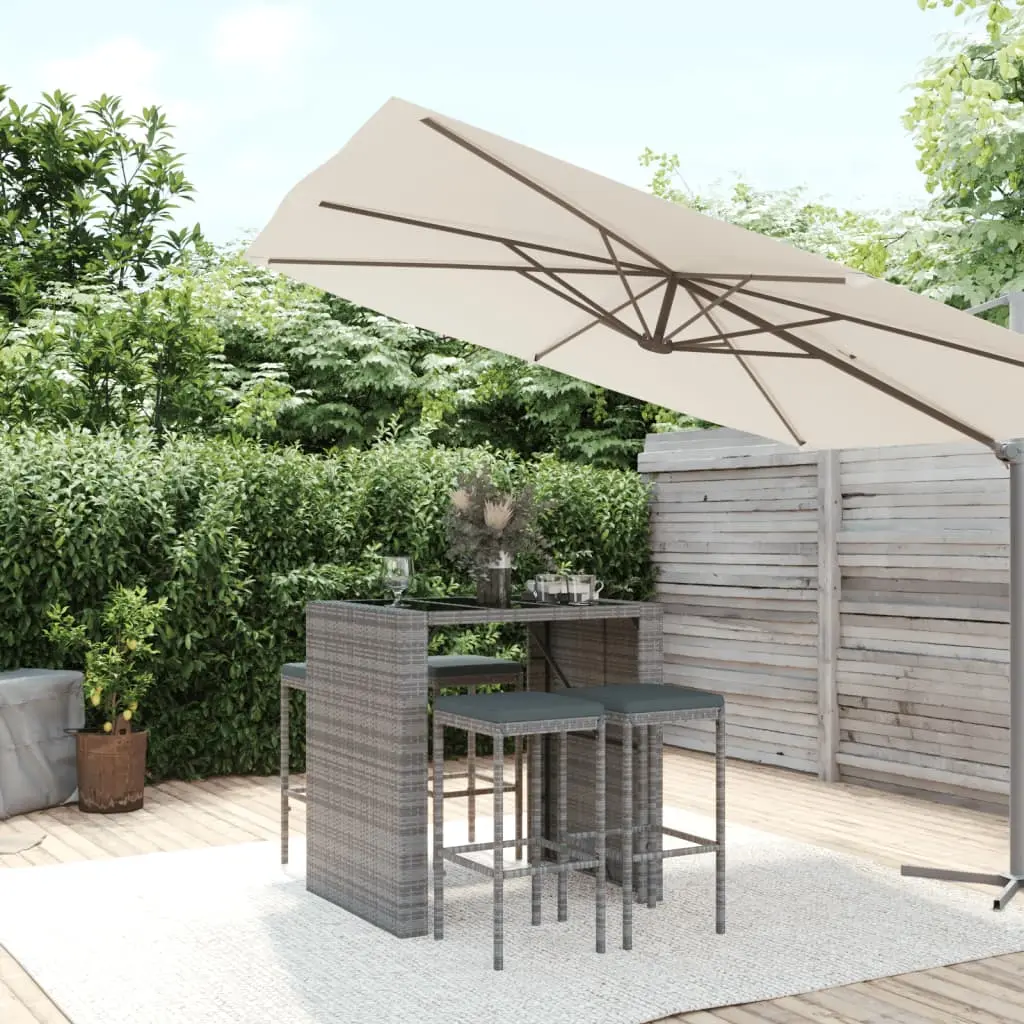 Ensemble de bar de jardin 5 pcs avec coussins gris poly rotin vidaXL 3187620