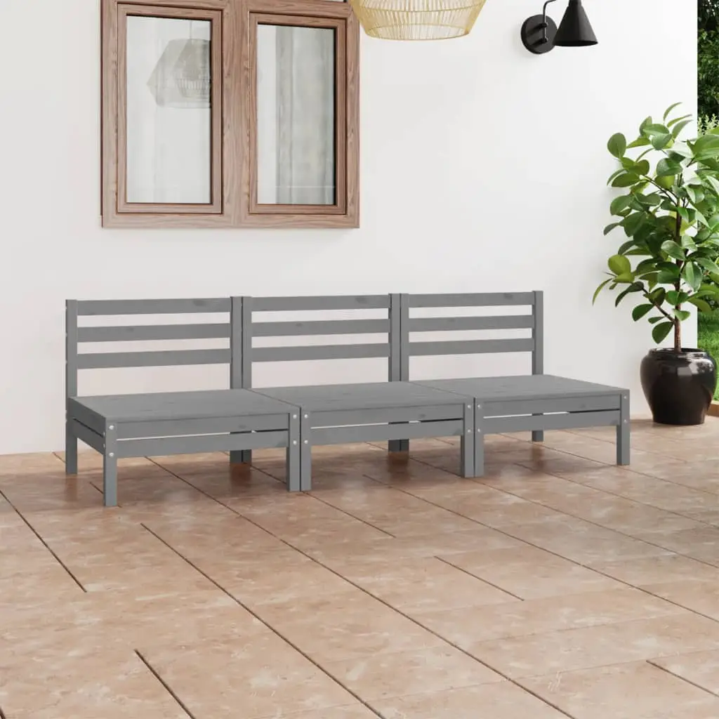 Ensemble Canapés de Jardin 3pcs Bois de Pin Massif Gris – ComfortXL Outdoor Living