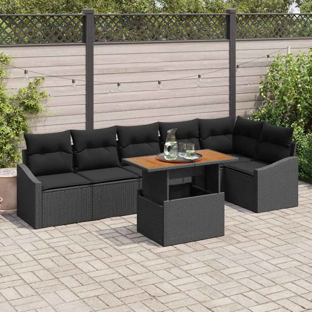 Ensemble de salle à manger pour jardin 7 pcs Noir et Marron vidaXL 3349848