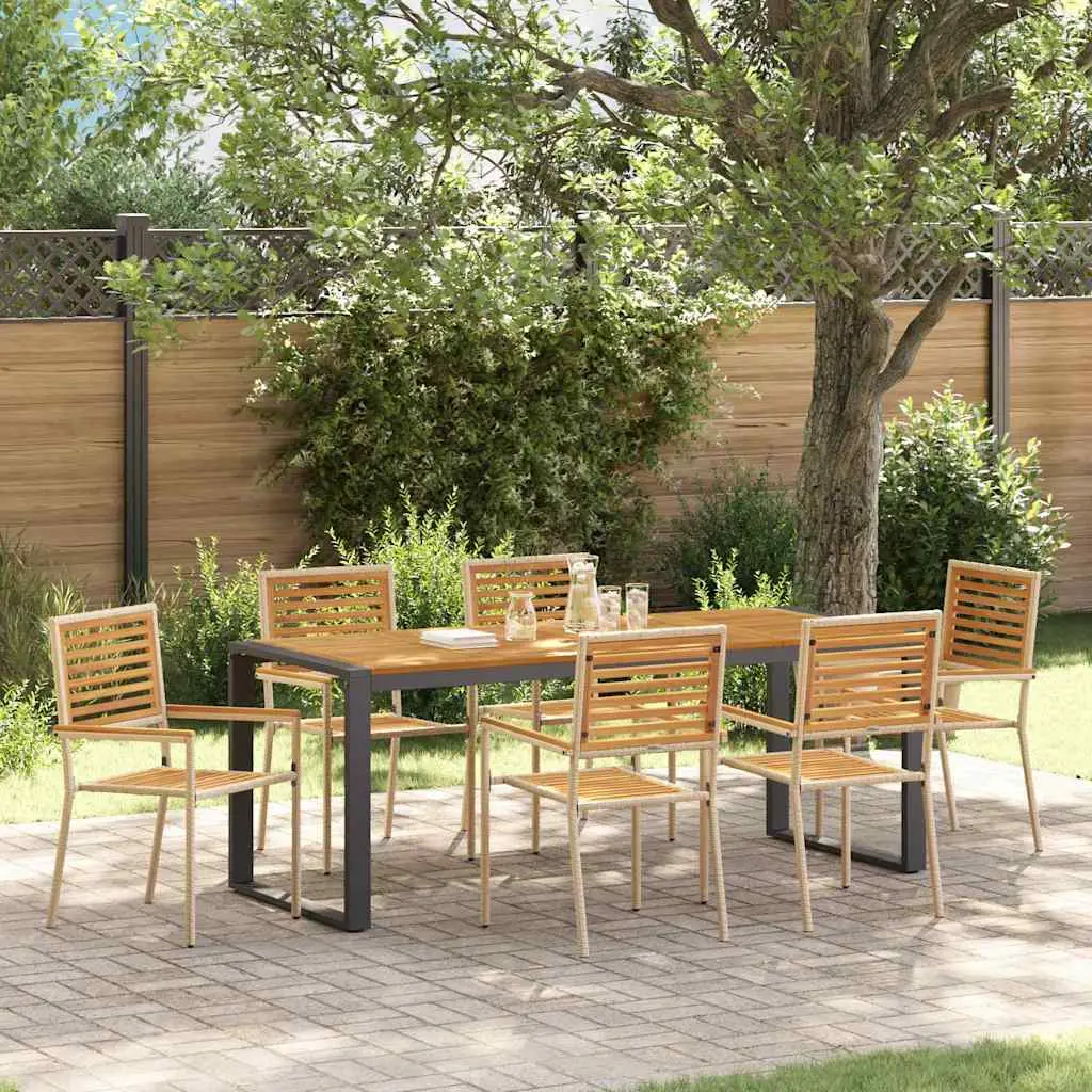 Ensemble de salle à manger pour jardin 7 pcs Beige et Marron vidaXL 3365486 Beige