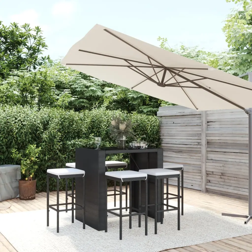 Ensemble de bar de jardin 7 pcs avec coussins noir poly rotin vidaXL 3187621
