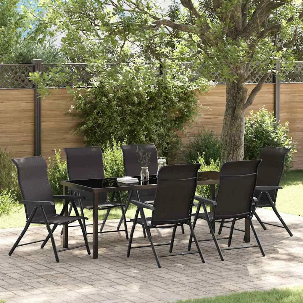 Ensemble de salle à manger pour jardin 7 pcs Noir café vidaXL 3379273