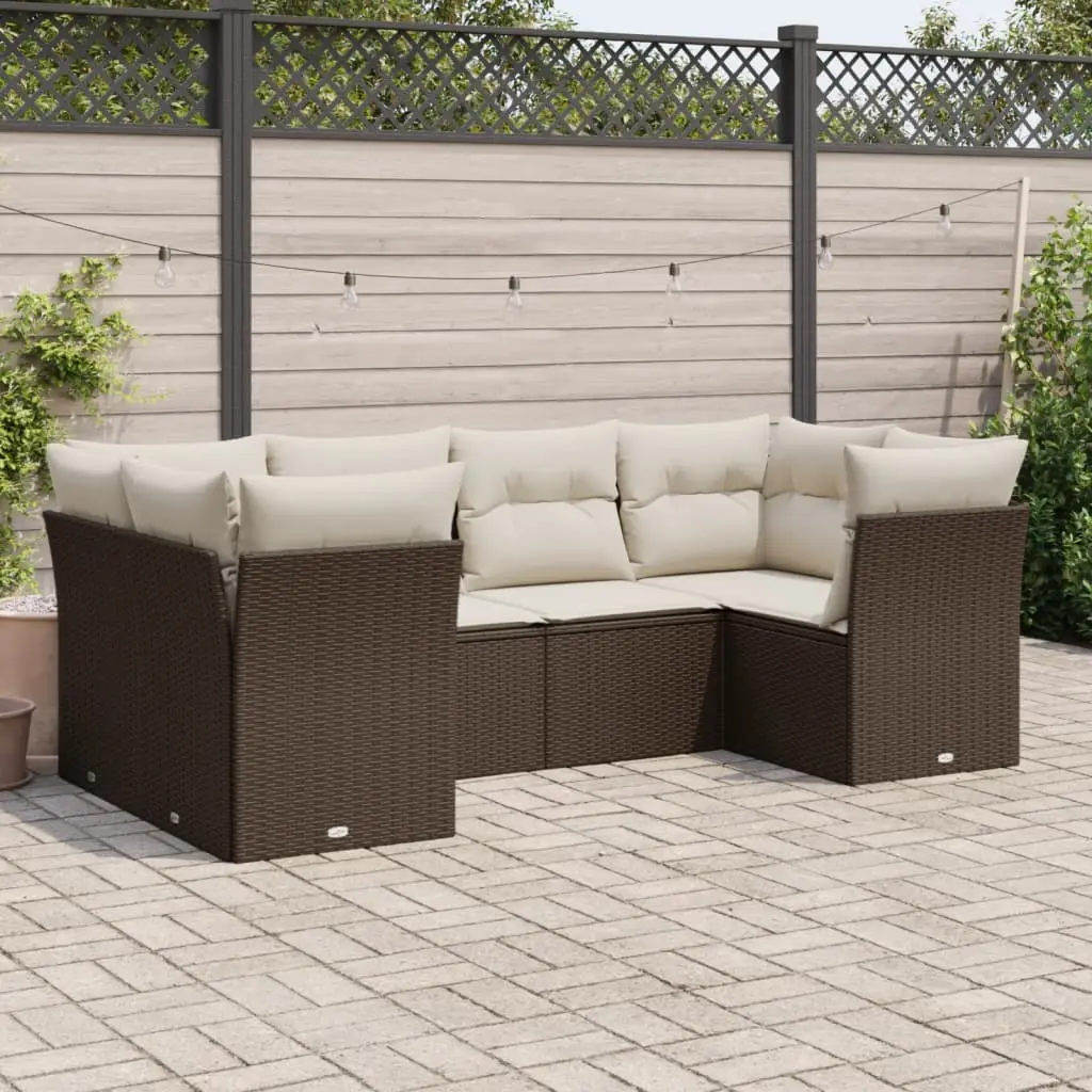Ensemble de Jardin Modulable Résine Tressée avec Coussins Confortables pour Terrasse 6 pcs Marron – ComfortXL Outdoor Living