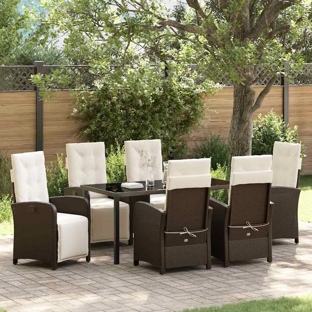 Ensemble de salle à manger pour jardin 7 pcs Marron polyrotin vidaXL 3380320