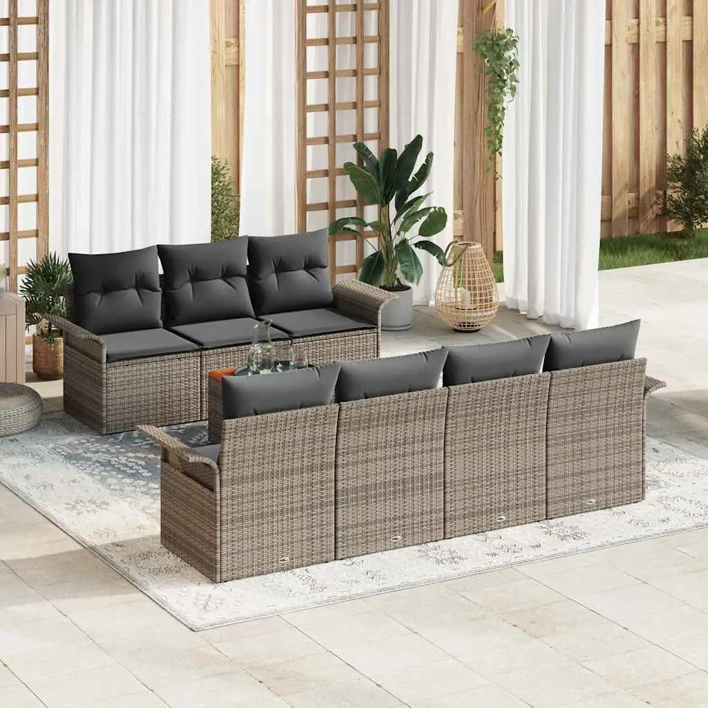 Ensemble de canapé de jardin avec stockage 8 pcs Gris polyrotin vidaXL 3355955