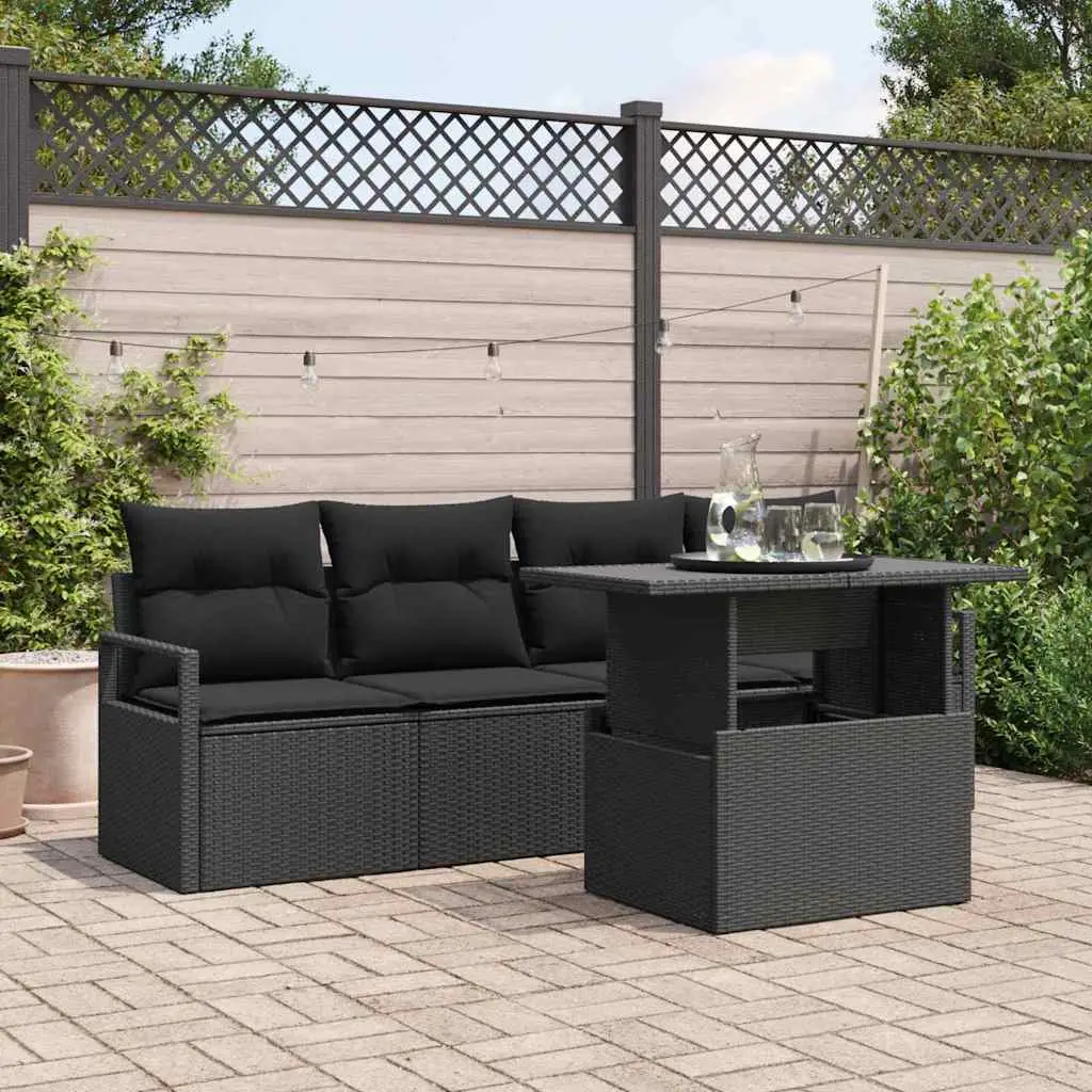 Ensemble de canapé de jardin avec stockage 5 pcs Noir polyrotin vidaXL 3348729