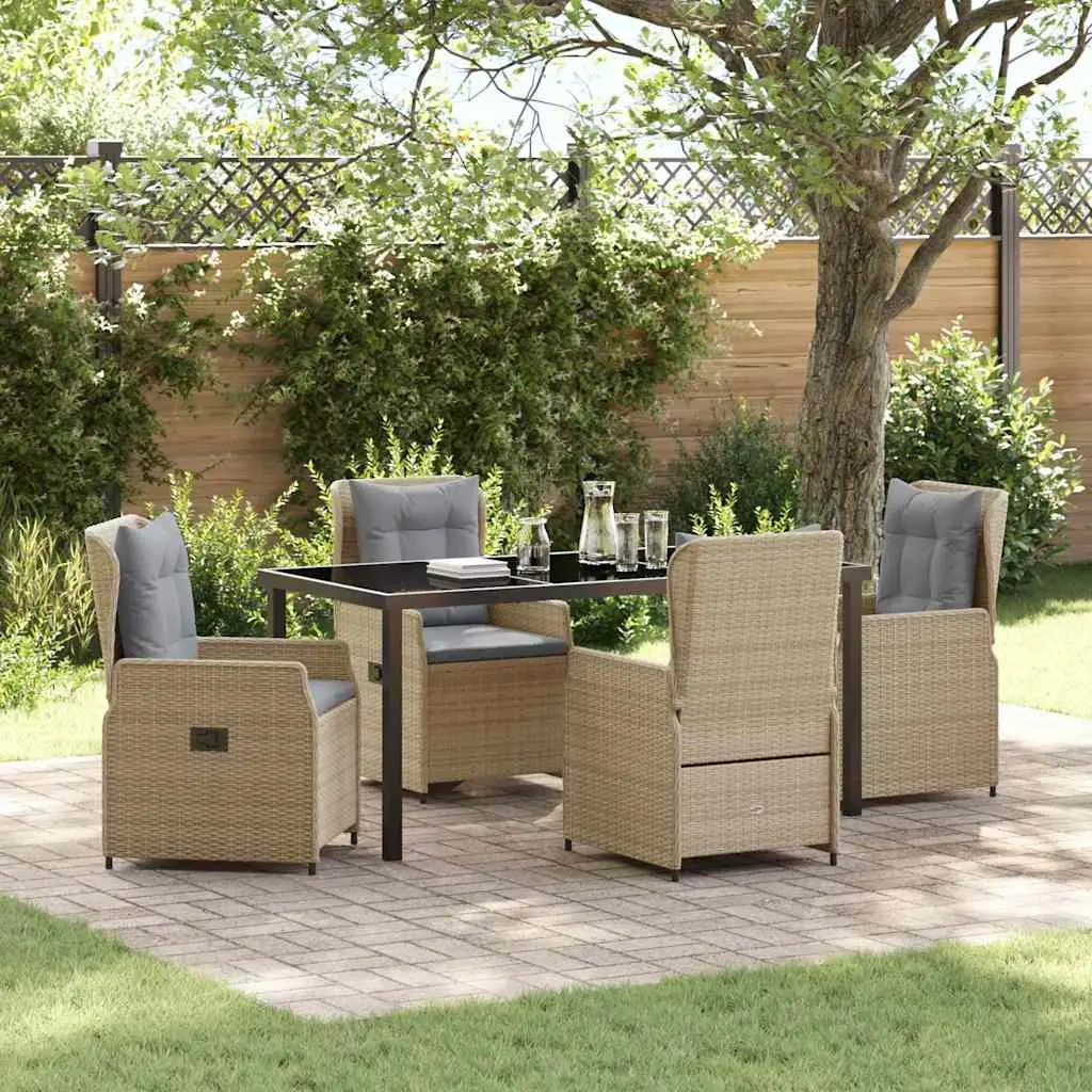 Ensemble de salle à manger pour jardin 5 pcs polyrotin vidaXL 3380963 beige et gris clair