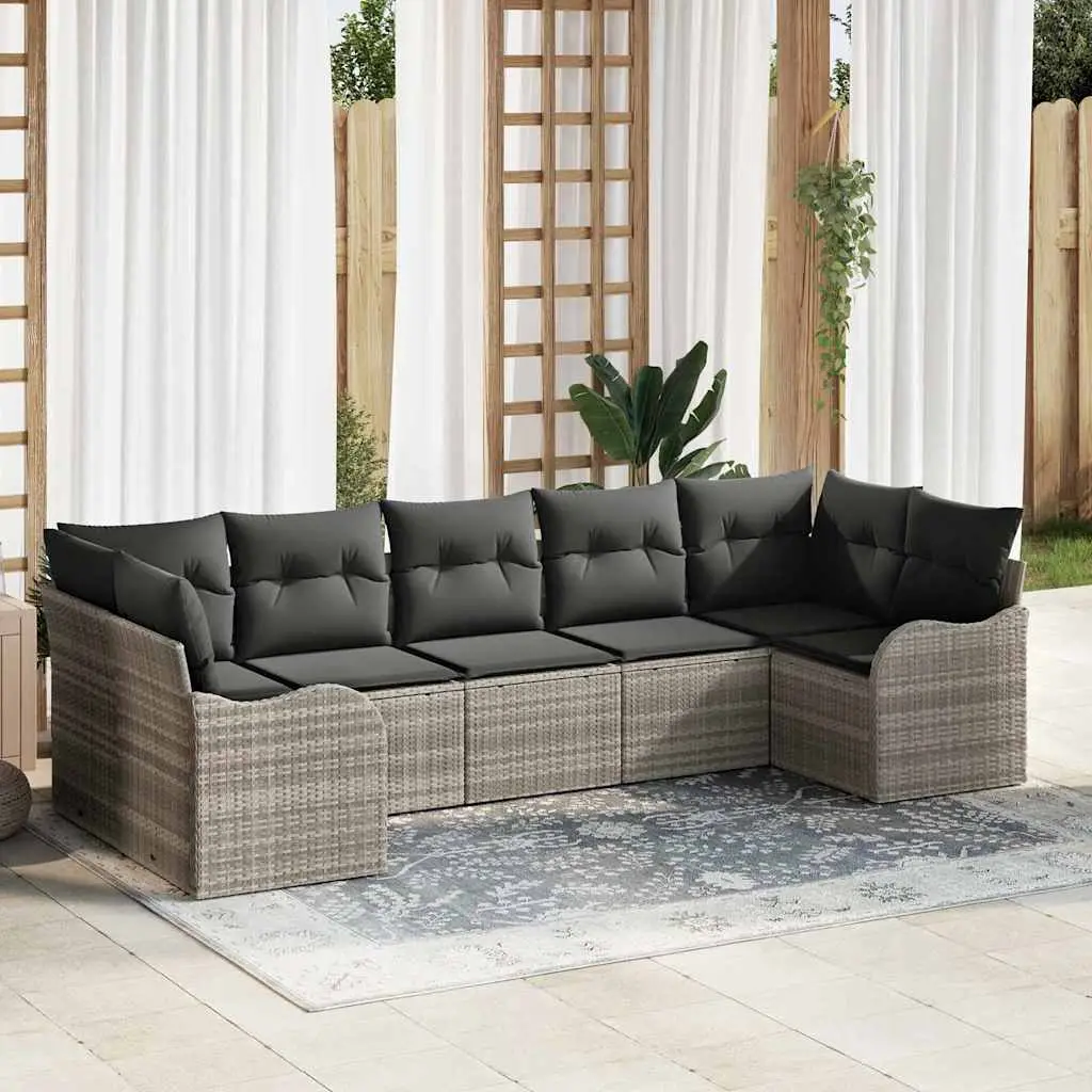 Ensemble de Jardin 7 Places en Poly Rotin Modulable Design Moderne Gris Clair – ComfortXL Outdoor Living